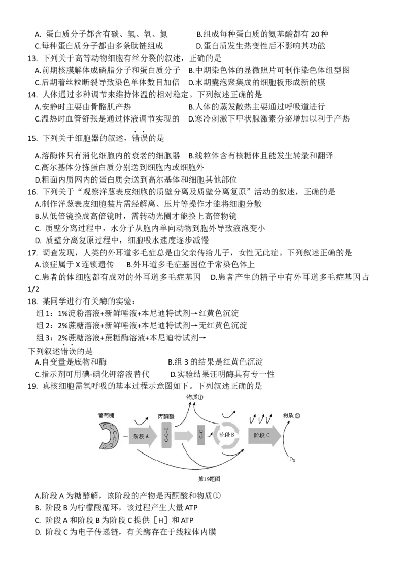 《2016年浙江省高考生物10月（含解析版）(1)_高考一二三轮复习_生物_2027年高考生物专项_2008年-2026年生物高考真题-G427_2008-2020年高考_地方卷_浙江高考生物08-21_A4word版》第2页预览