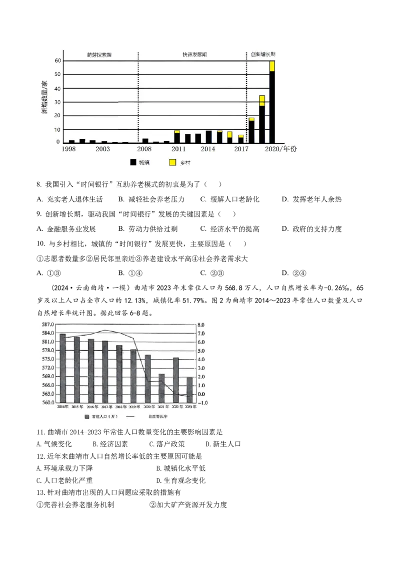 《专题6人口与城镇（学生版）_地理_2026年-地理高考专项复习_2025年高考地理一模试题分类汇编（云南专用）》第3页预览