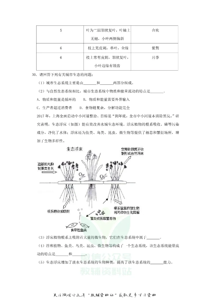 《2018上海青浦中考生物真题及答案_初高中资料库_初中资料库（转存避免链接过期失效）_初中生物》第10页预览