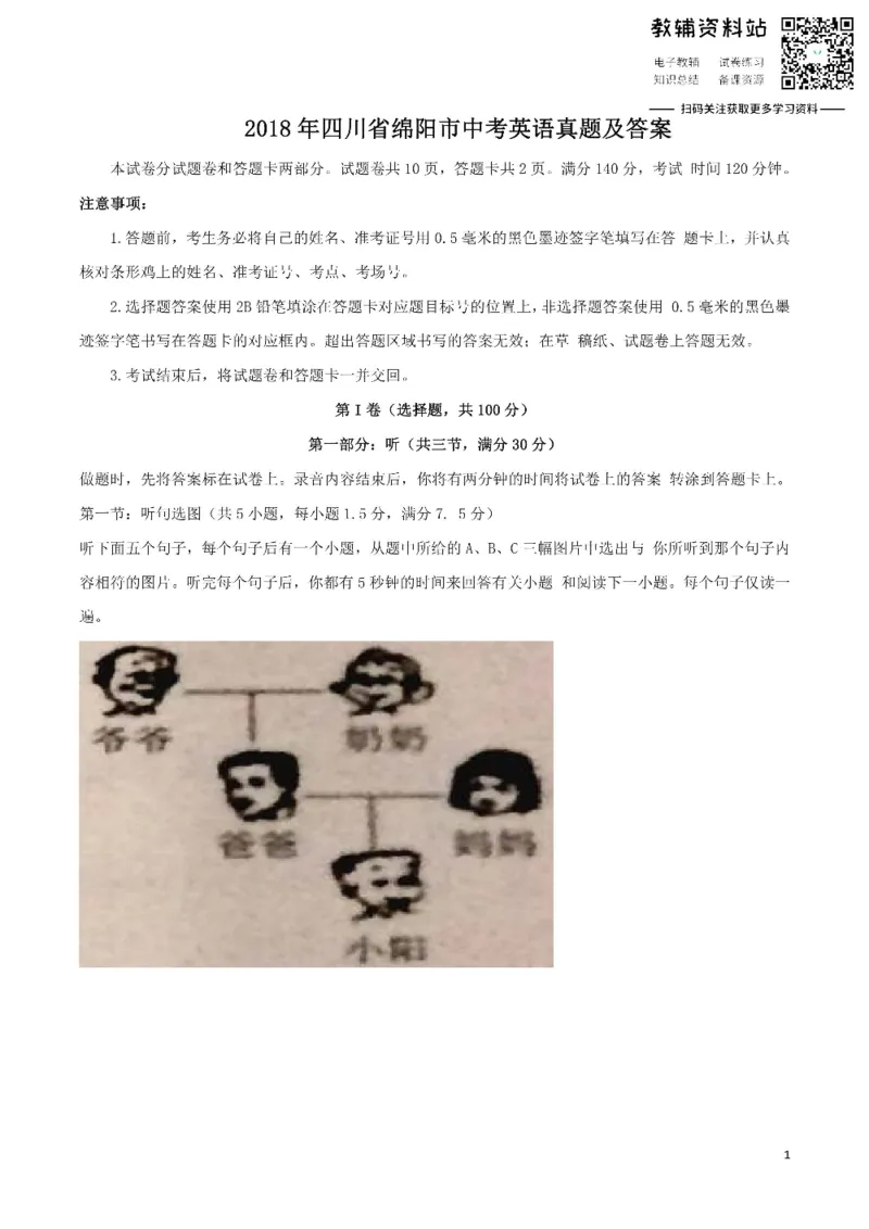 《2018四川省绵阳市中考英语真题及答案_初高中资料库_初中资料库（转存避免链接过期失效）_初中英语》第1页预览