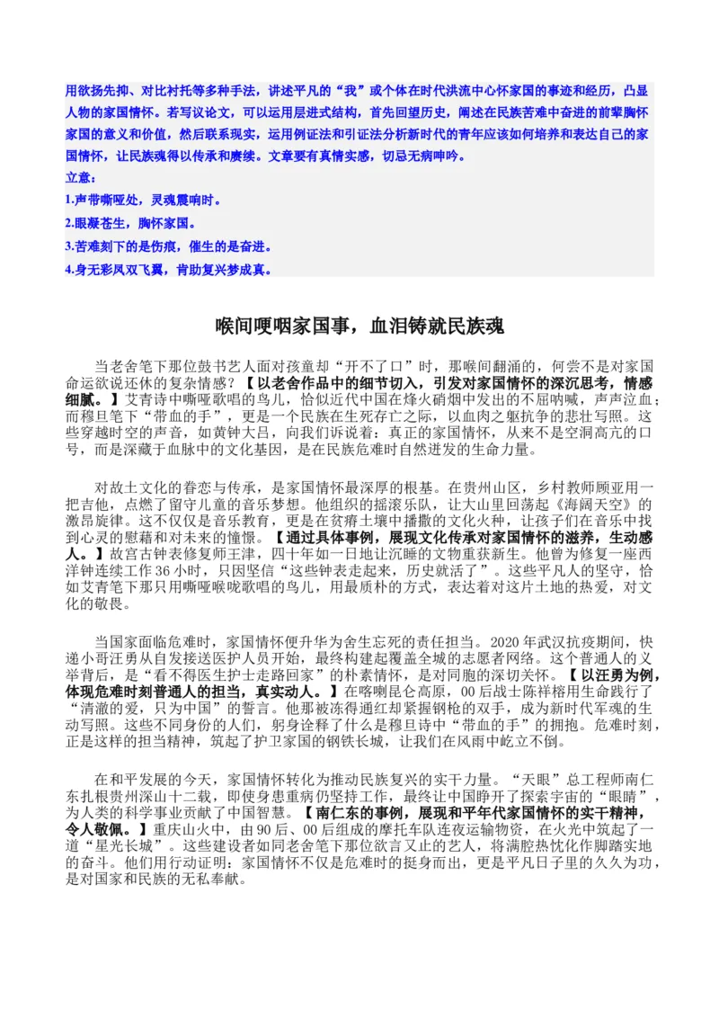 《高考作文主题预测04：家国情怀·时代使命（回归教材＋时事热点素材＋真题回顾与训练）_专项复习_2026年-语文专项复习_512026年高考语文作文主题预测与写作指导》第9页预览
