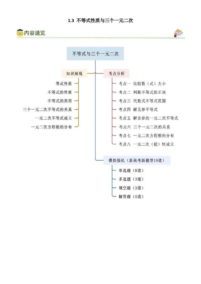 《1.3等式性质与不等式性质（学生版）_数学_一轮复习_2025年_2025年高考数学一轮复习《题型转练》系列（新高考新题型）_资料》第1页预览