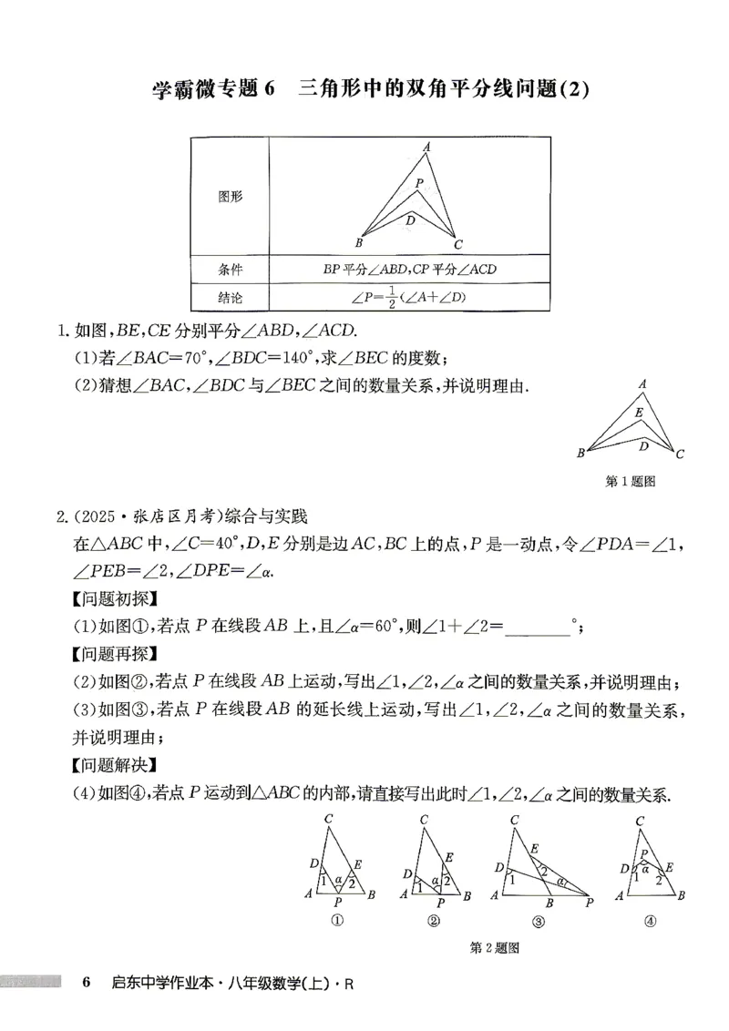 《2027《初中数学•启东作业本》8上(人教)学霸微专题_2026秋初中教辅合集_2027《龙门慧学•启东中学作业本》8上（数学）（人教版）》第8页预览