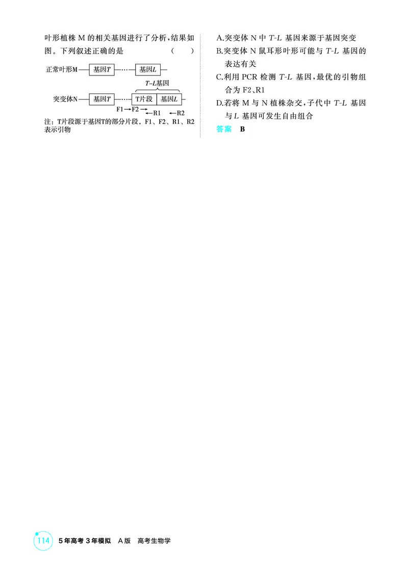 《2_精练册-第11章基因突变及其他变异_2026版教学资源包_202653高考总复习A版_广东版_2026版.广东版.选考总复习.生物.5·3A版_第2部分遗传与进化_第11章基因突变及其他变异_4_PDF教参电子书》第5页预览