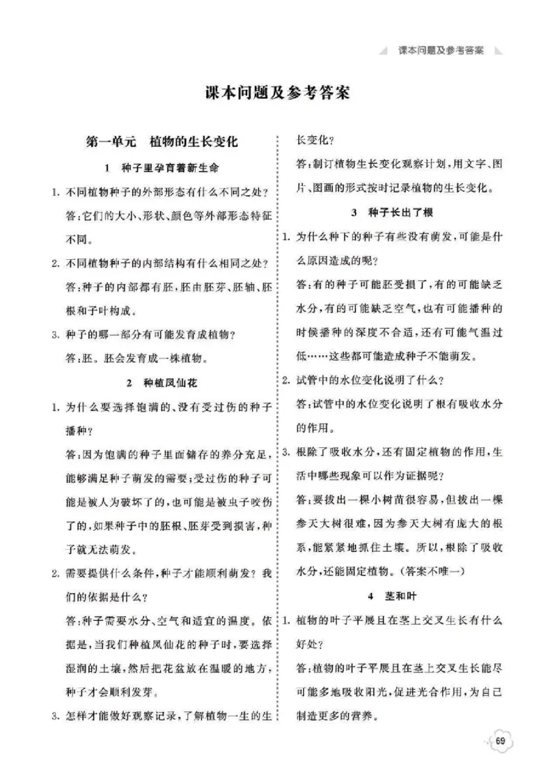《科学4B_2025小学全科《课后习题答案》大合集语文数学英语科学道法_《小学课后习题参考答案》2025秋_小学科学_1-6下册》第1页预览