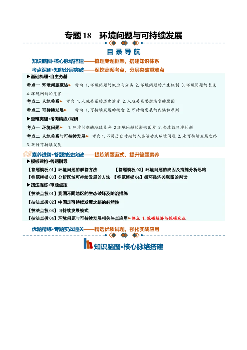 《专题18环境问题与可持续发展（知识清单）（全国通用）（学生版）_地理_2027年高考地理一轮_2027年高考地理一轮复习知识清单（全国通用）-G56_2027版》第1页预览