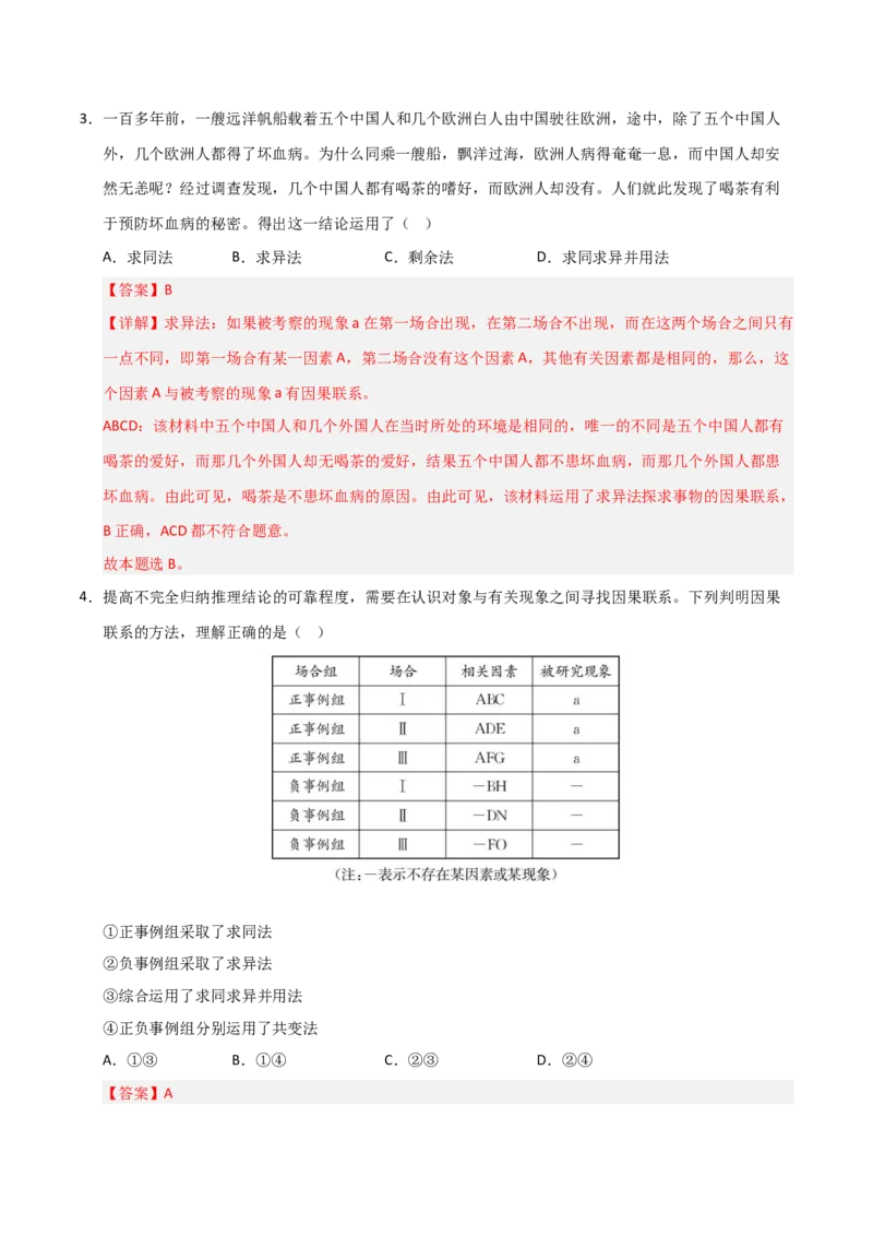 《第07课学会归纳推理和类比推理(专项训练)(教师版)_zheng治_2026年_2026年高考政治一轮课件+讲义+练习(安徽专用)-G326》第3页预览