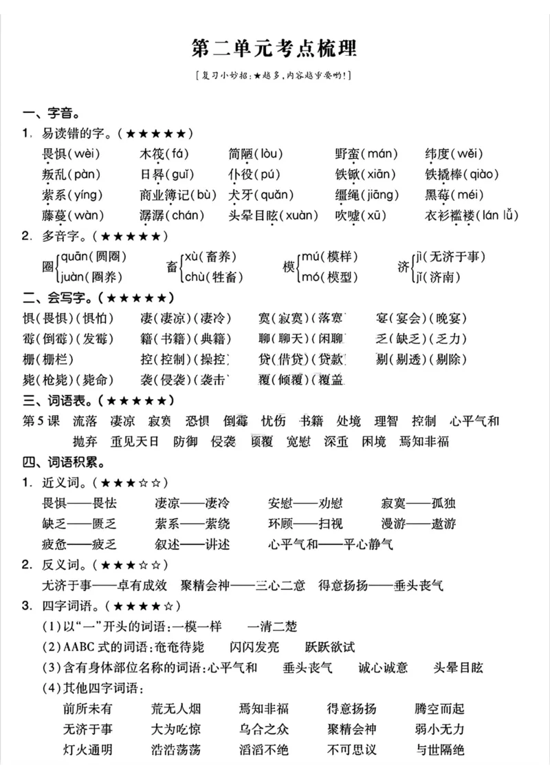 《六下语文1-8单元知识考点梳理_6年级下册同步教辅_6下-语文_六下语文专项练习》第3页预览