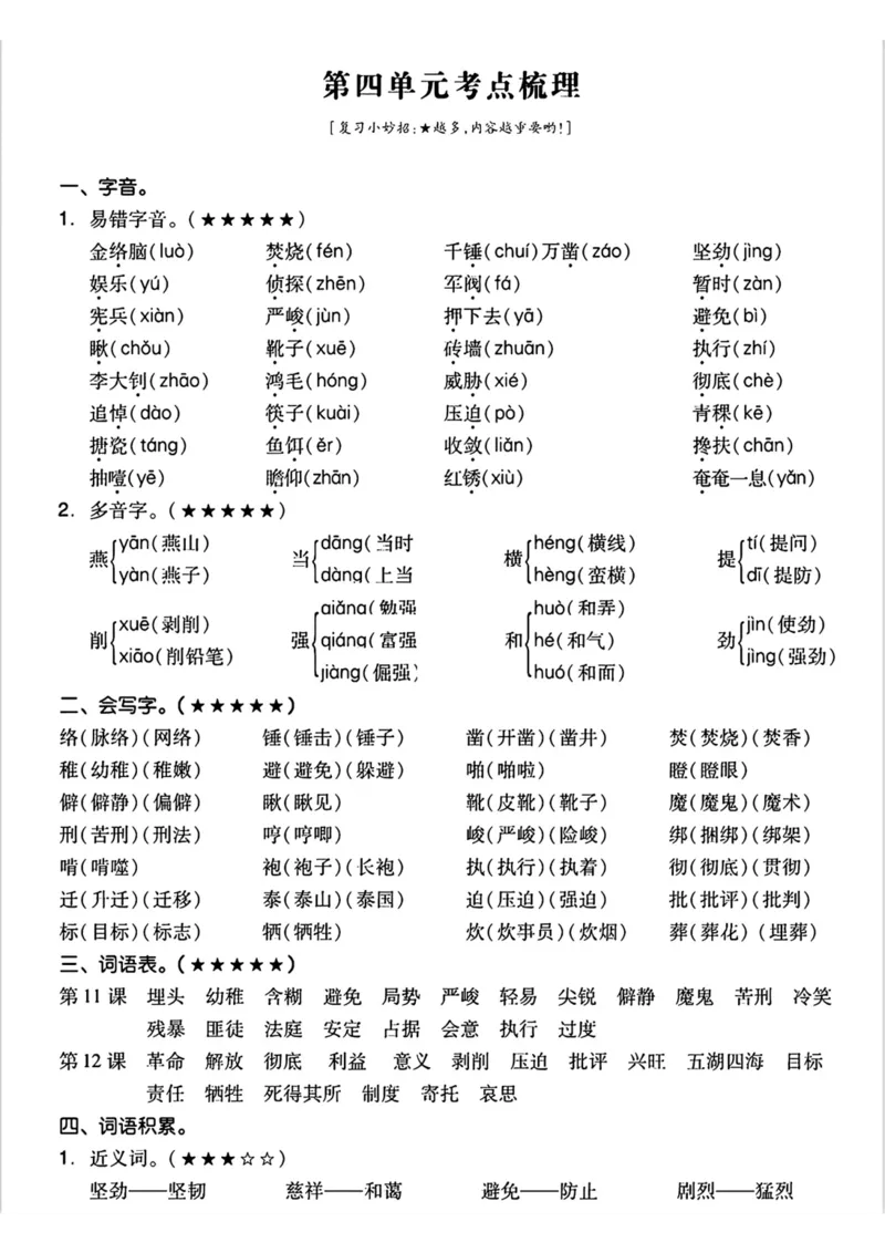 《六下语文1-8单元知识考点梳理_6年级下册同步教辅_6下-语文_六下语文专项练习》第7页预览