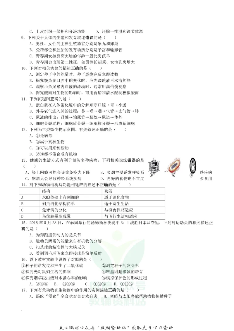 《2018湖南省益阳市中考生物真题及答案_初高中资料库_初中资料库（转存避免链接过期失效）_初中生物》第2页预览