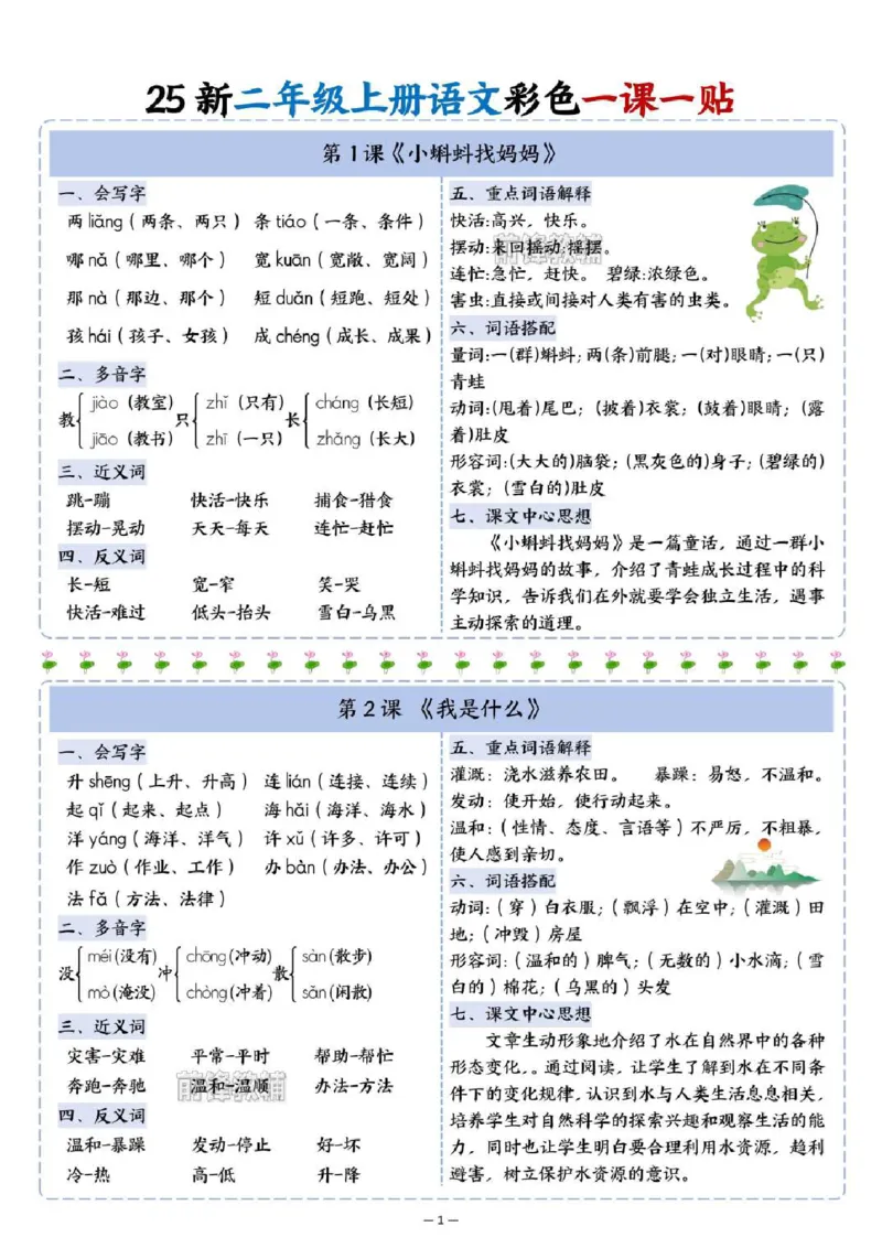 《新版•2上语文《1~8单元彩色一课一贴》_26秋小学语文《精选合集》_新版•2年级语文《精选合集》上册_新版•2上语文《生字字帖》》第1页预览