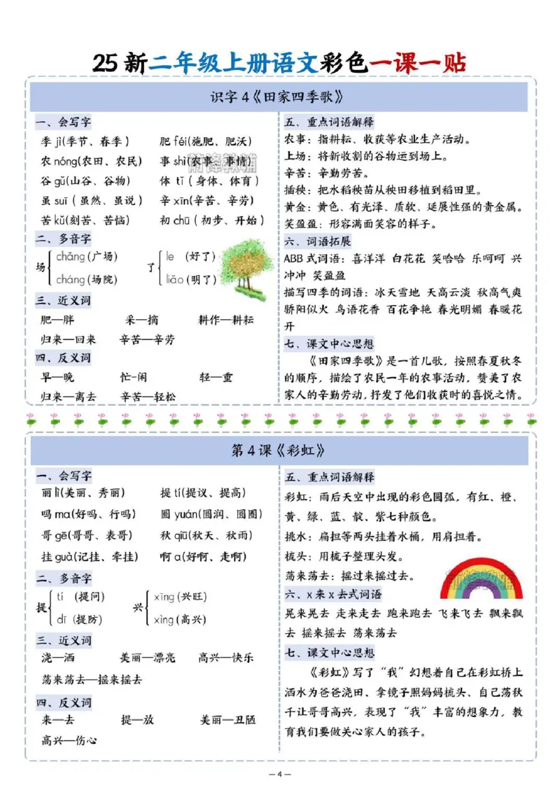 《新版•2上语文《1~8单元彩色一课一贴》_26秋小学语文《精选合集》_新版•2年级语文《精选合集》上册_新版•2上语文《生字字帖》》第4页预览
