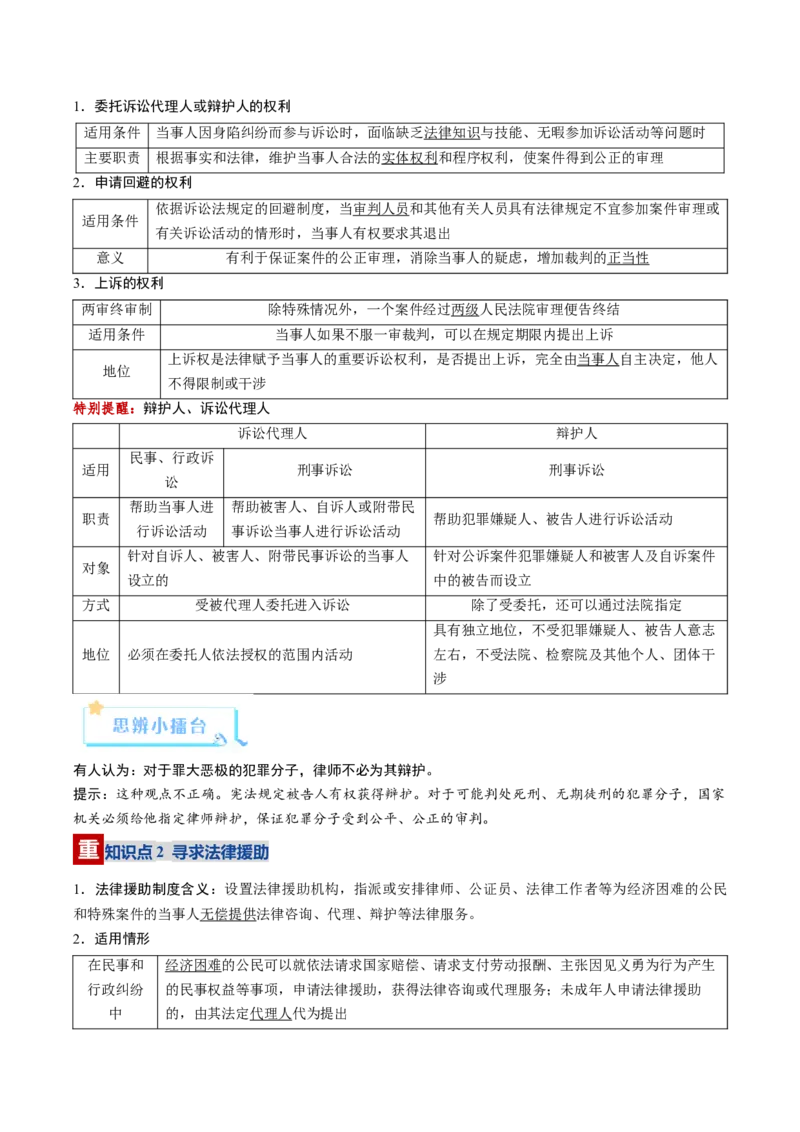 《第10课诉讼实现公平正义（复习讲义）（学生版）（全国通用）_zheng治_2026年_2026年高考政治一轮复习讲义+练习+课件（新教材新高考）-G55_2026版_选择性必修2法律与生活》第4页预览