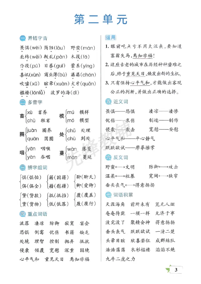 《六年级（下）语文考前知识必背_6年级下册同步教辅_6下-语文_六下语文专项练习》第3页预览
