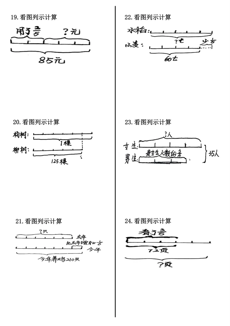 《六年级上册数学看图列示专项训练_6年级上册同步教辅_6上数学_六上数学通用重点必背资料+专项》第4页预览