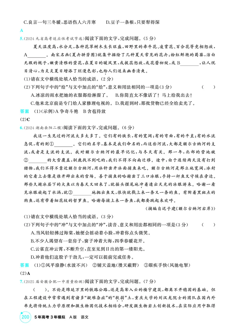 《2_精练册——专题六　语言文字运用_2026版教学资源包_202653高考总复习A版_浙江版_2026版.浙江版.高考总复习.语文.5·3A版_图书电子资源_专题六语言文字运用_3_PDF教参电子书》第5页预览