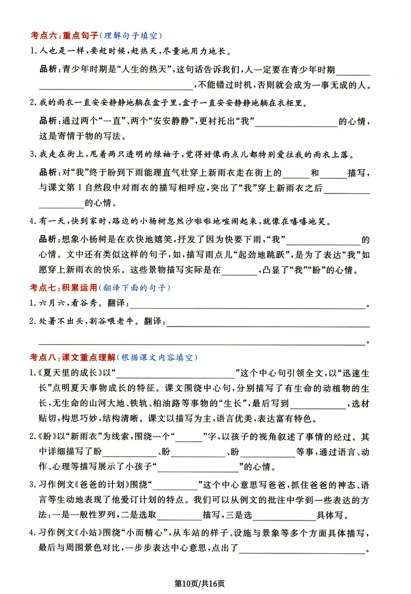 《六年级上册语文高频考点通关密卷完整版_6年级上册同步教辅_6上语文_六上语文核心考点》第10页预览