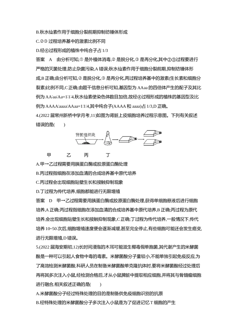 《1_5.专题二十六细胞工程与胚胎工程(1)_2023版教学资源包_2023版新高考版选考总复习生物5·3A版_26_专题二十六细胞工程与胚胎工程_6_专题检测》第2页预览