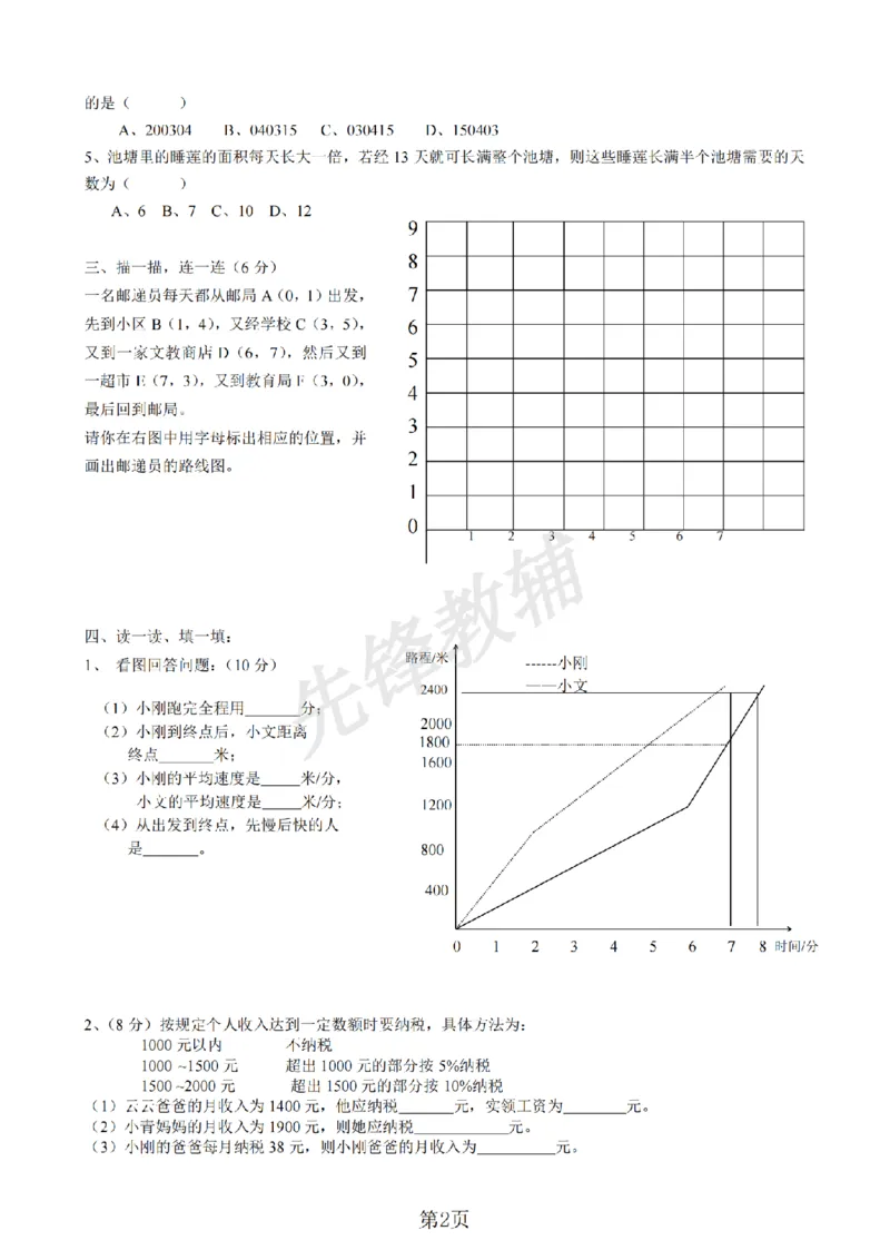 《六年级（下）数学期中测试卷.8《人教版》_6年级下册同步教辅_6下-数学_六下数学人教版试卷》第2页预览