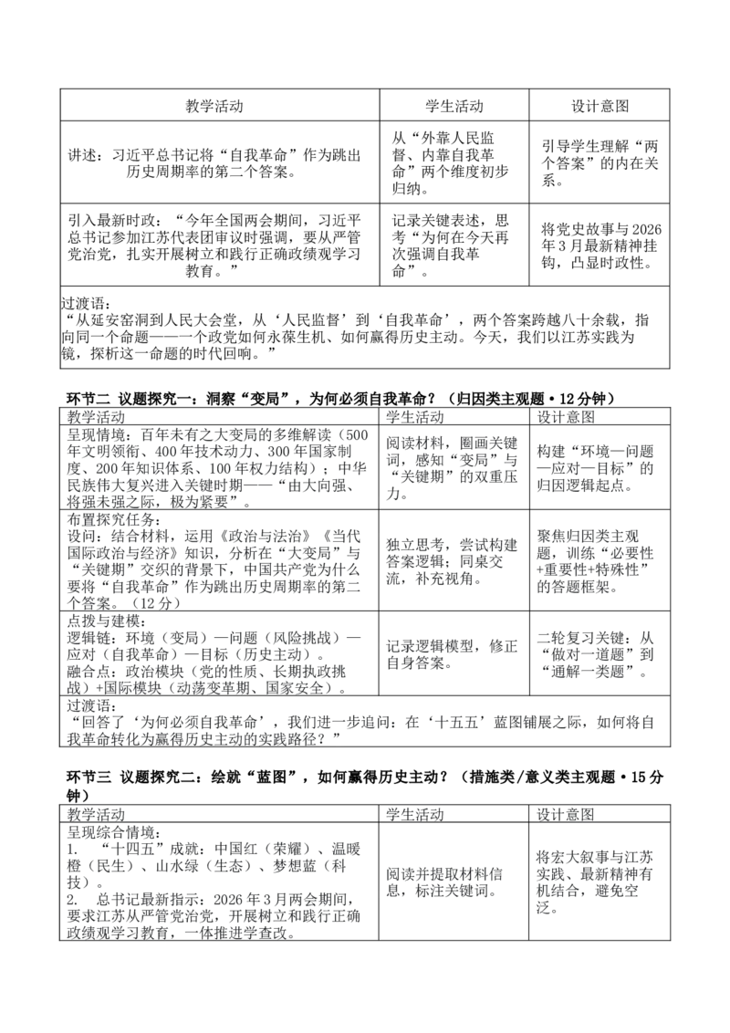 《热点4勇于自我革命赢得历史主动教案_zheng治_2026年-政治高考二轮复习_52026届高考政治二轮复习热点专题（江苏版）》第2页预览