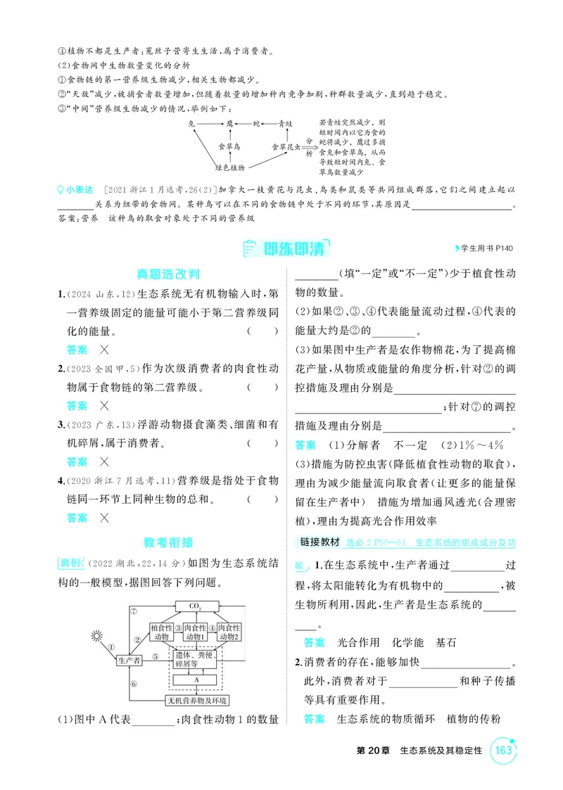 《2_精讲册-第20章生态系统及其稳定性_2026版教学资源包_202653高考总复习A版_湖南版_2026版.湖南版.选考总复习.生物.5·3A版_第4部分生物与环境_第20章生态系统及其稳定性_4_PDF教参电子书》第2页预览