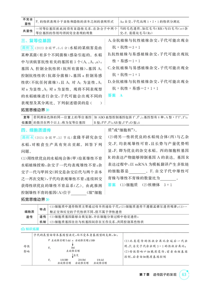 《2_精讲册-第7章遗传因子的发现_2026版教学资源包_202653高考总复习A版_湖南版_2026版.湖南版.选考总复习.生物.5·3A版_第2部分遗传与进化_第7章遗传因子的发现_4_PDF教参电子书》第5页预览