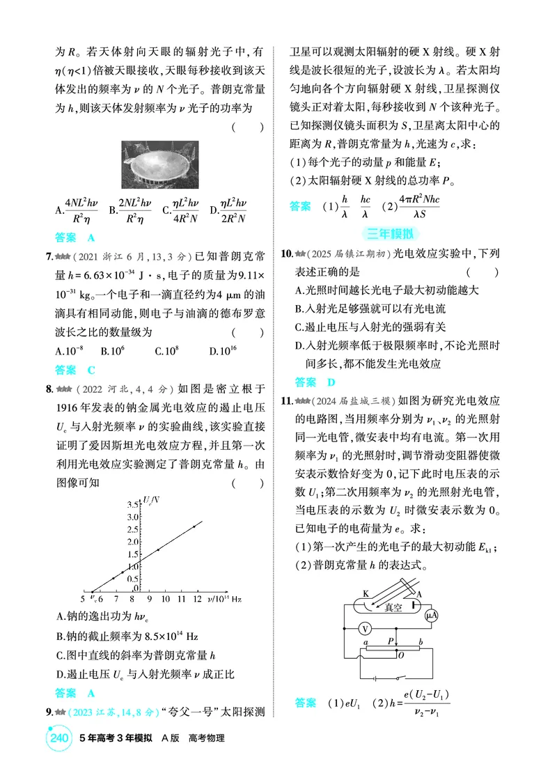 《2_精练册PDF16-第16章　近代物理初步_2026版教学资源包_202653高考总复习A版_江苏版_2026版.江苏版.选考总复习.物理.5·3A版_二、教师用书PDF_第16章近代物理初步_1_PDF教参电子书》第2页预览