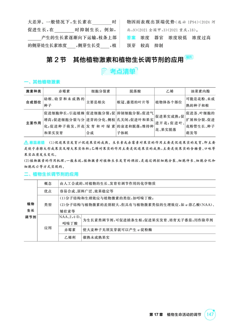 《2_精讲册-第17章植物生命活动的调节_2026版教学资源包_202653高考总复习A版_广东版_2026版.广东版.选考总复习.生物.5·3A版_第3部分稳态与调节_第17章植物生命活动的调节_4_PDF教参电子书》第3页预览
