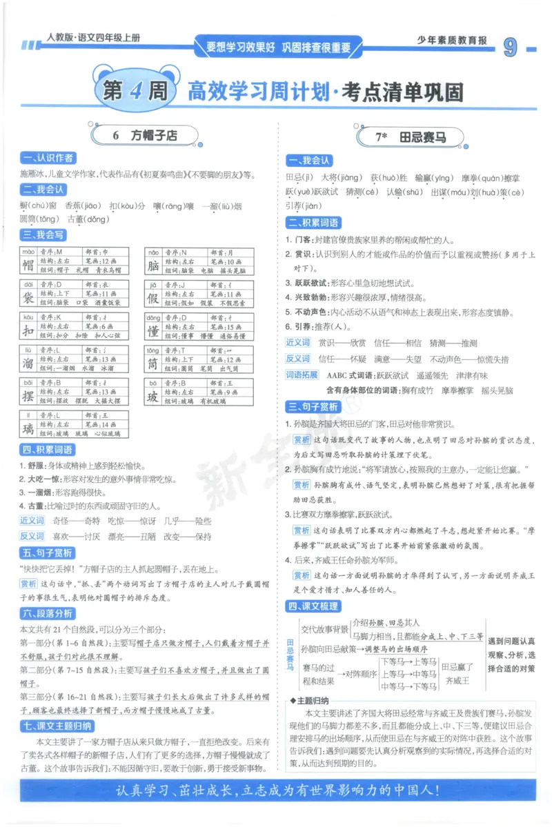 《4上语文少年素质教育报《周末基础复习》_2026秋《少年素质教育报·周末基础复习》》第9页预览