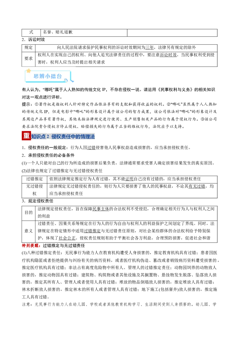 《第04课侵权责任与权利界限（复习讲义）（学生版）（全国通用）_zheng治_2026年_2026年高考政治一轮复习讲义+练习+课件（新教材新高考）-G55_2026版_选择性必修2法律与生活》第7页预览