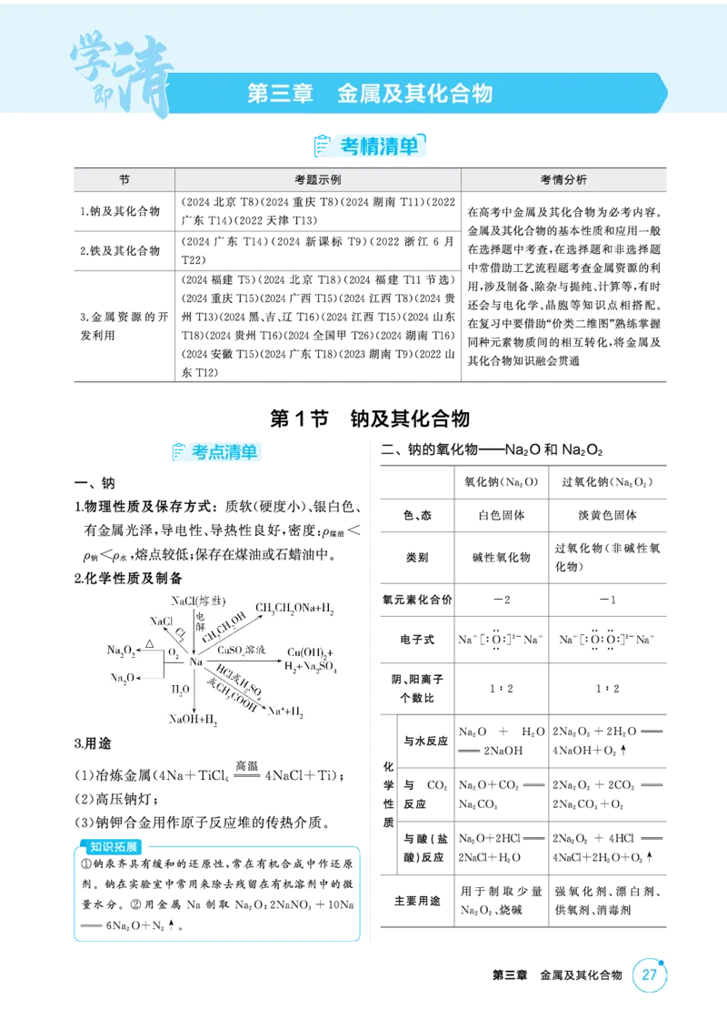 《2_精讲册-第三章金属及其化合物_2026版教学资源包_202653高考总复习A版_新高考_化学_教师A版2026年.新高考版.化学.53_二、教师用书PDF_第三章金属及其化合物_1_专题资料包》第1页预览