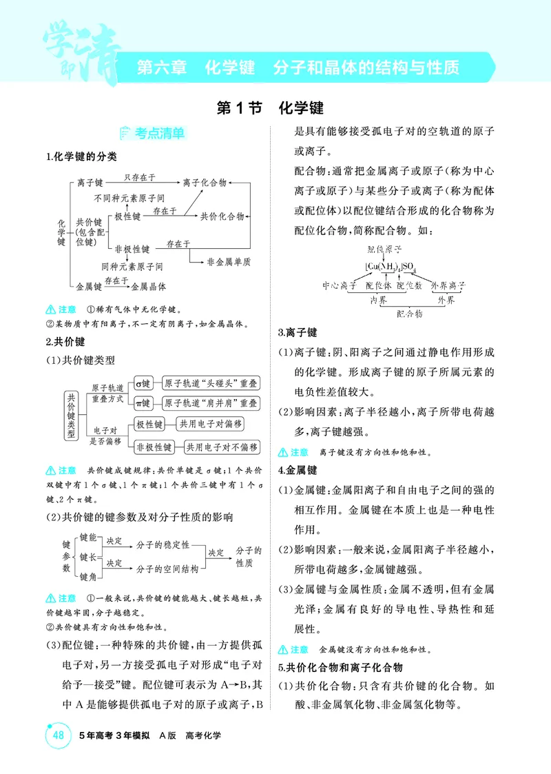 《2_精讲册-第六章　化学键　分子和晶体的结构与性质_2026版教学资源包_202653高考总复习A版_山东版_2026版.山东版.选考总复习.化学.5·3A版_二、教师用书PDF_1_专题资料包》第1页预览
