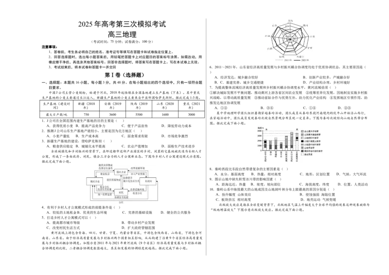 《地理（广西卷）（考试版A3）_地理_2026年-地理高考专项复习_2026年高考第一二三次模拟考试地理-G181_高考地理第三次模拟考试19套_地理（广西卷）》第1页预览