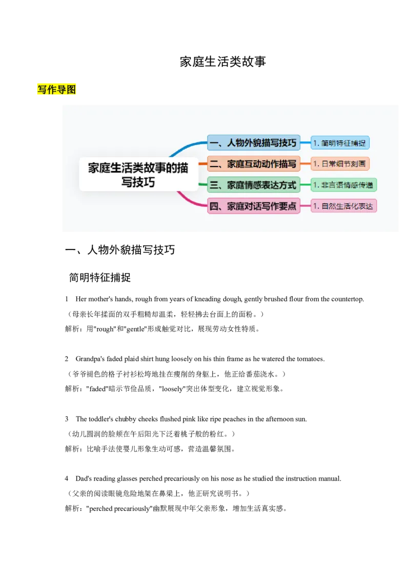 《15家庭生活类（原卷版）_英语(2)_专项复习_2025年_2025年新高考英语读后续写主题分类突破》第1页预览