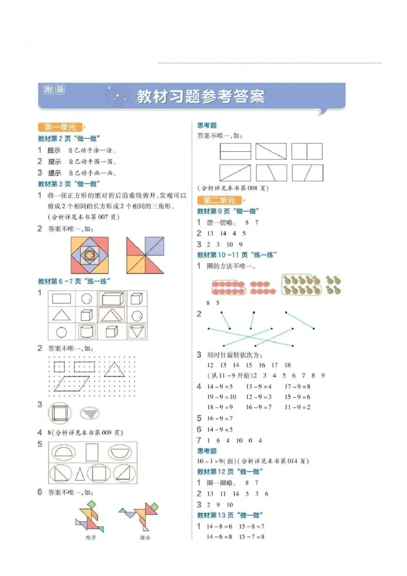 《2025春人教版数学一年级下册教材习题答案_2025小学全科《课后习题答案》大合集语文数学英语科学道法_《小学课后习题参考答案》2025秋_小学数学（25秋更新）_数学（人教版）25秋更新》第1页预览