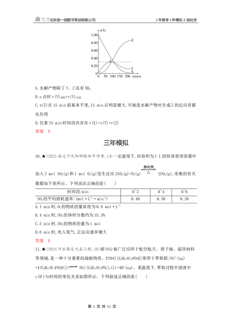 《2_精练册Word-第九章化学反应速率与化学平衡_2026版教学资源包_202653高考总复习A版_新高考_化学_教师A版2026年.新高考版.化学.53_一、本书PPT、习题Word_第九章化学反应速率与化学平衡》第5页预览