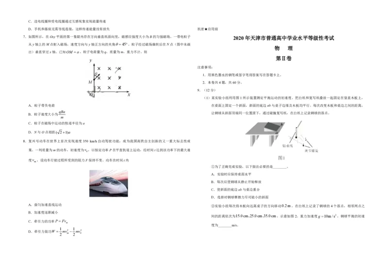 《2020年天津市高考物理试卷_高考一二三轮复习_物理_2026年-物理高考专项复习_2008年-2025年物理高考真题_2008-2020年高考_地方卷_天津高考物理07-21_A3word版_PDF版（赠送）》第2页预览