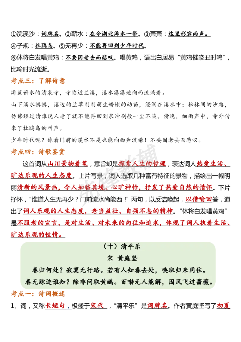 《六年级（下）语文古诗词背诵知识点与练习_6年级下册同步教辅_6下-语文_六下语文专项练习》第10页预览