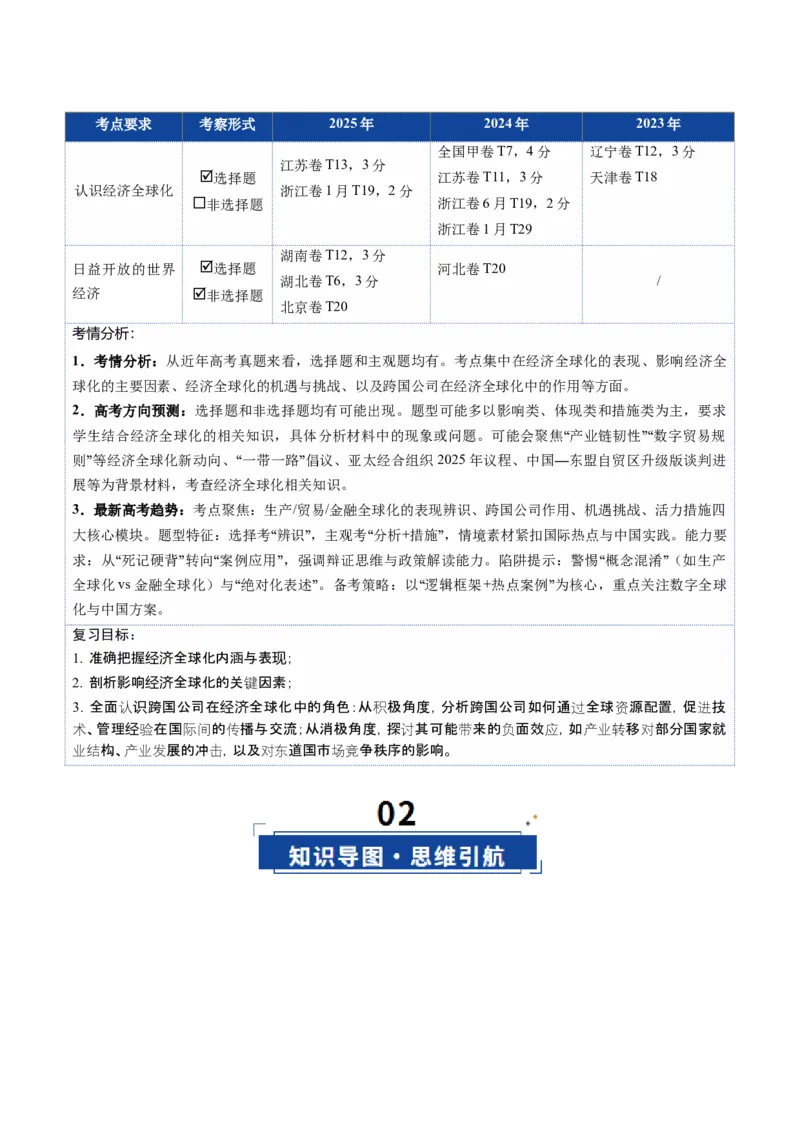 《第06课走进经济全球化（复习讲义）（教师版）（全国通用）_zheng治_2026年_2026年高考政治一轮复习讲义+练习+课件（新教材新高考）-G55_2026版_选择性必修1当代国际政治与经济》第2页预览