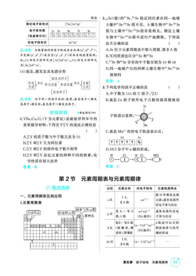 《2_精讲册-第五章　原子结构　元素周期律_2026版教学资源包_202653高考总复习A版_山东版_2026版.山东版.选考总复习.化学.5·3A版_二、教师用书PDF_第五章原子结构元素周期律_1_专题资料包》第2页预览