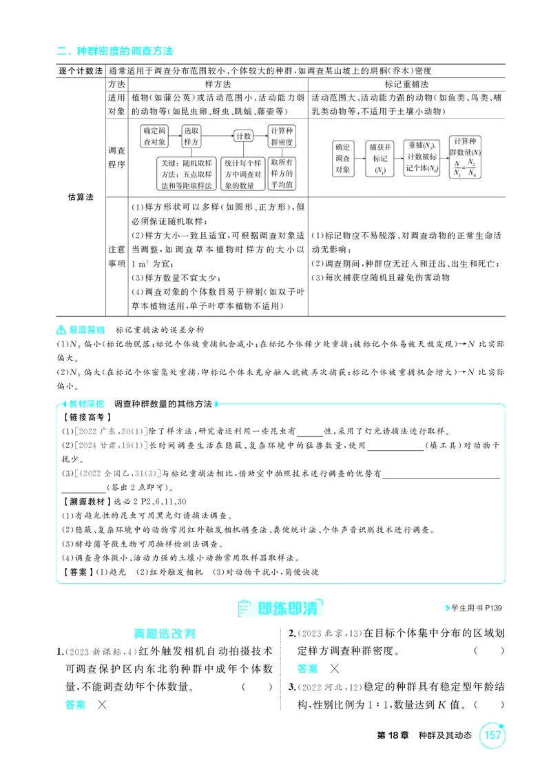 《2_精讲册第18章种群及其动态_2026版教学资源包_202653高考总复习A版_新高考_生物_教师A版2026年.新高考版.生物.53_第4部分生物与环境_第18章种群及其动态_4_PDF教参电子书》第2页预览