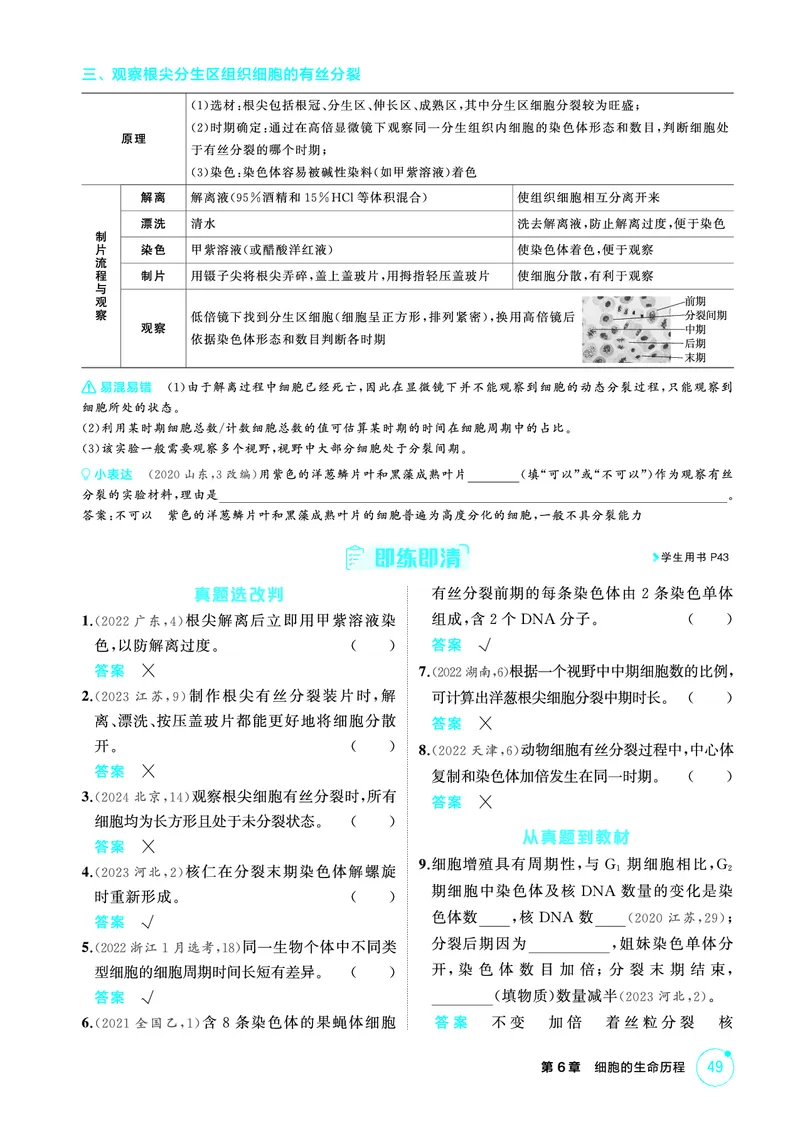 《2_精讲册-第6章细胞的生命历程_2026版教学资源包_202653高考总复习A版_广东版_2026版.广东版.选考总复习.生物.5·3A版_第1部分分子与细胞_第6章细胞的生命历程_4_PDF教参电子书》第3页预览