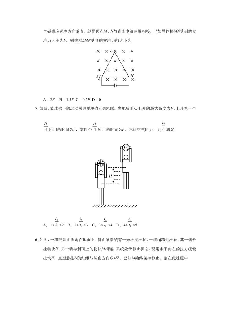《2019年高考真题物理（山东卷)（原卷版）_高考一二三轮复习_物理_2026年-物理高考专项复习_2008年-2025年物理高考真题_2008-2020年高考_地方卷_山东高考物理08-21_山东高考物理_A4版》第2页预览