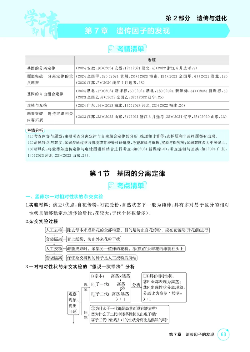 《2_精讲册第7章遗传因子的发现_2026版教学资源包_202653高考总复习A版_新高考_生物_教师A版2026年.新高考版.生物.53_第2部分遗传与进化_第7章遗传因子的发现_4_PDF教参电子书》第1页预览