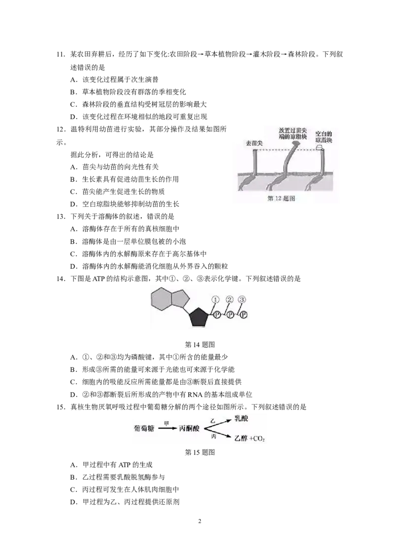 《2019年浙江省高考生物1月（原卷版）(1)_高考一二三轮复习_生物_2027年高考生物专项_2008年-2026年生物高考真题-G427_2008-2020年高考_地方卷_浙江高考生物08-21_A4word版》第2页预览