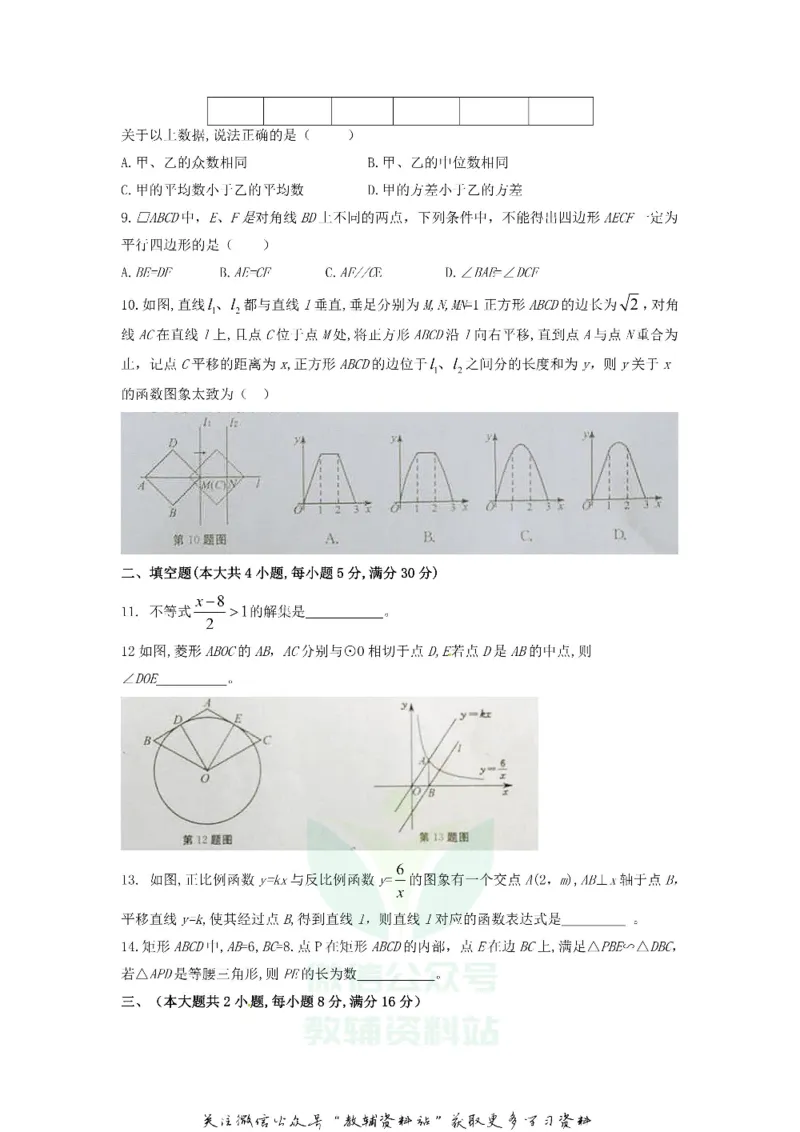 《2018安徽阜阳中考数学真题及答案_初高中资料库_初中资料库（转存避免链接过期失效）_初中数学》第2页预览