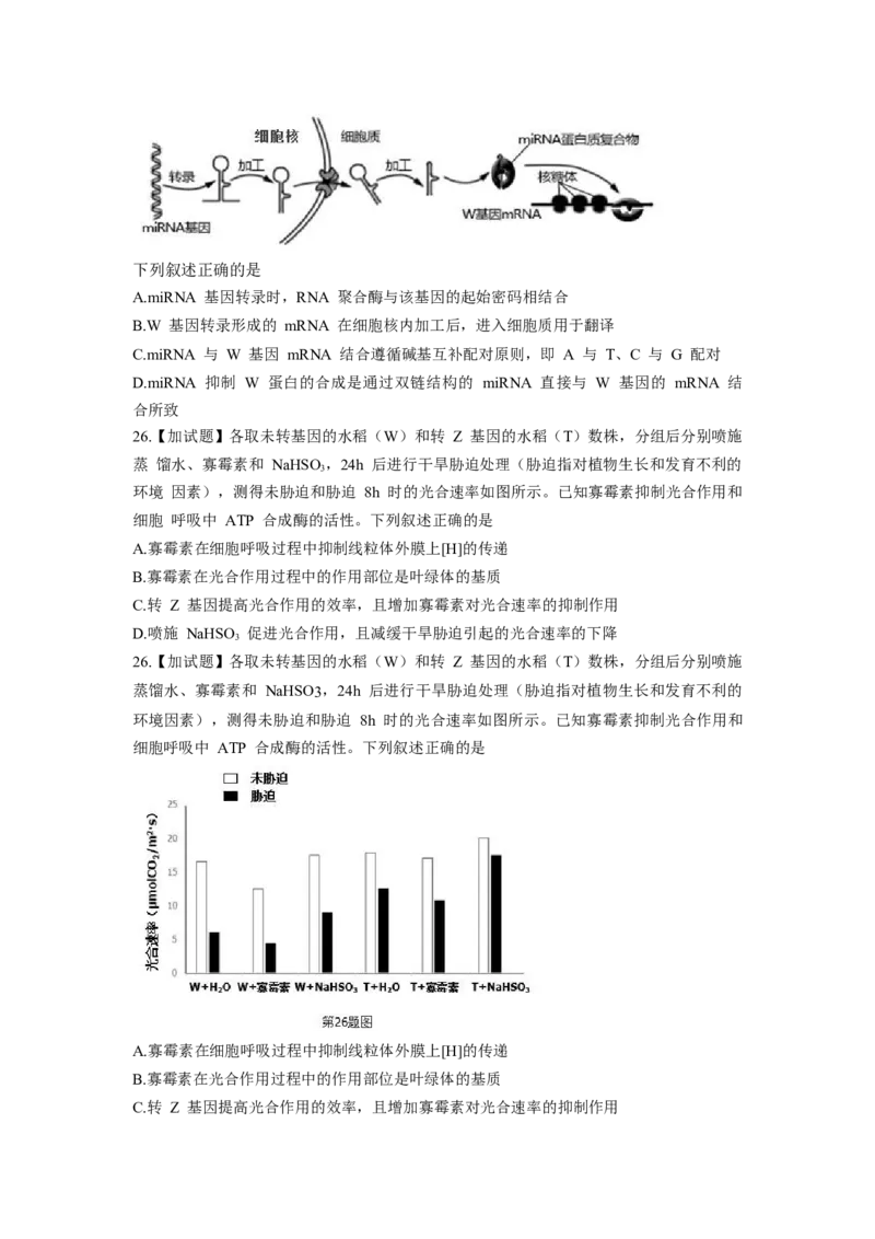 《2018年浙江省高考生物4月（含解析版）(1)_高考一二三轮复习_生物_2027年高考生物专项_2008年-2026年生物高考真题-G427_2008-2020年高考_地方卷_浙江高考生物08-21_A4word版》第6页预览