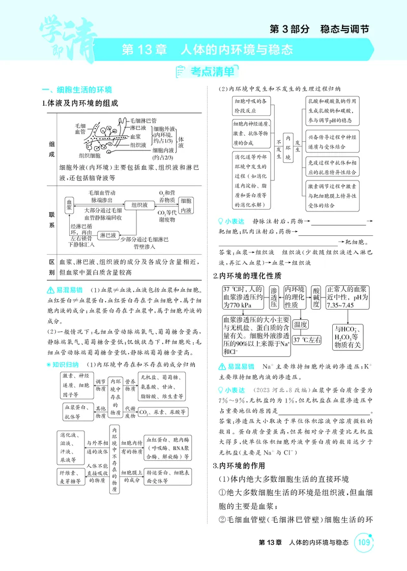 《2_精讲册-第13章人体的内环境与稳态_2026版教学资源包_202653高考总复习A版_湖南版_2026版.湖南版.选考总复习.生物.5·3A版_第3部分稳态与调节_第13章人体的内环境与稳态_4_PDF教参电子书》第1页预览
