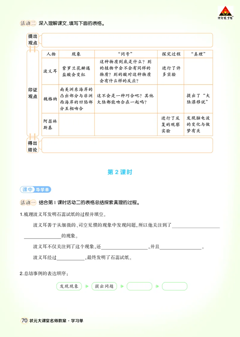《15真理诞生于一百个问号之后学习单（学用）_26春小学语数英道科各版本《课件+教案》_26春1-6年级下册语文教案课件_语文《状元大课堂课件+教案》26春_6语下上课课件教案版PPT》第2页预览