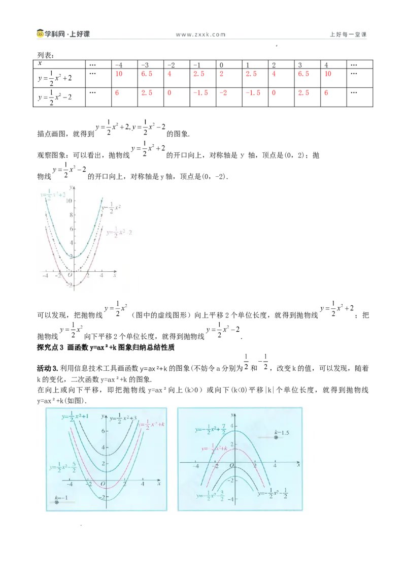 《26.2.2二次函数y=a（x-h）²+k的图象和性质（第1课时y=ax²+k的图象和性质）（教学设计）_2026秋初中教辅合集_2027学科网&_2026秋《同步备课系列》9上数学_第二十六章二次函数_教学设计》第3页预览
